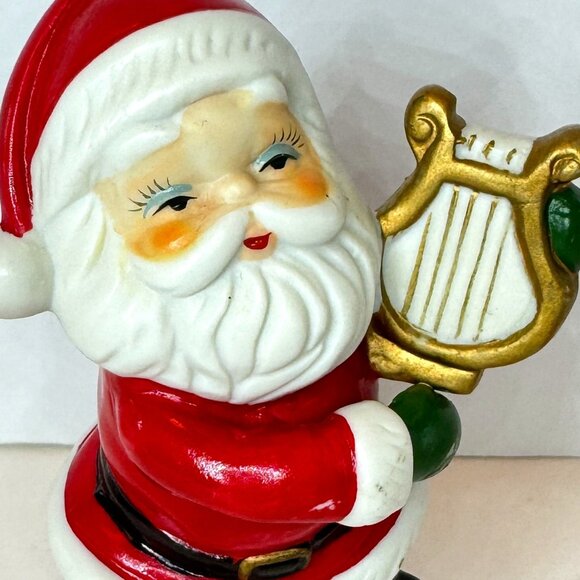 Vintage 1990s Porcelain Christmas Santa playing Harp Figurine - Picture 3 of 5